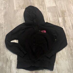 The North Face Black Full-Zip Hoodie with Pink Logo